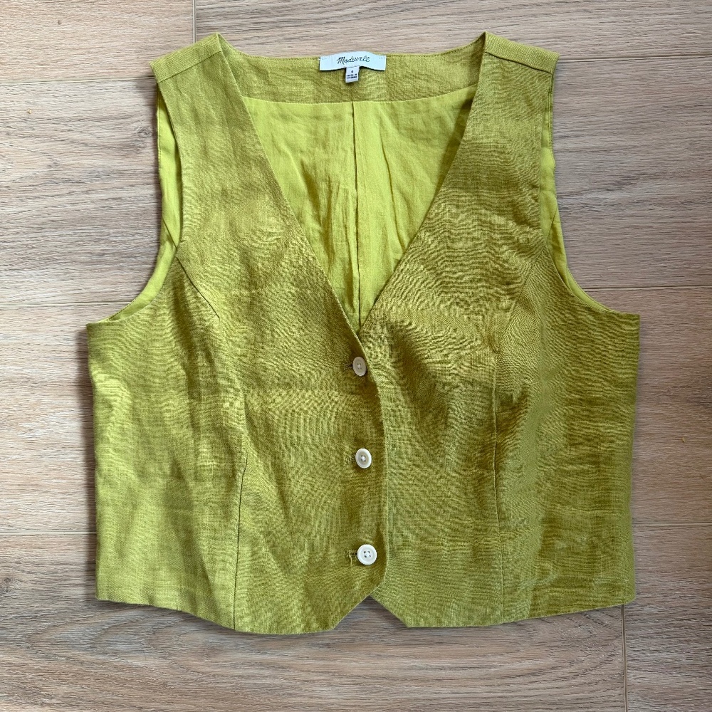 Madewell 100% Linen Katrina Crop Vest Top - Size 4